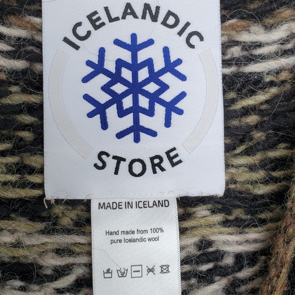 Icelandic Store Riddari 100% Icelandic Wool Fair Isle Lopapeysa Sweater Green - Picture 7 of 12